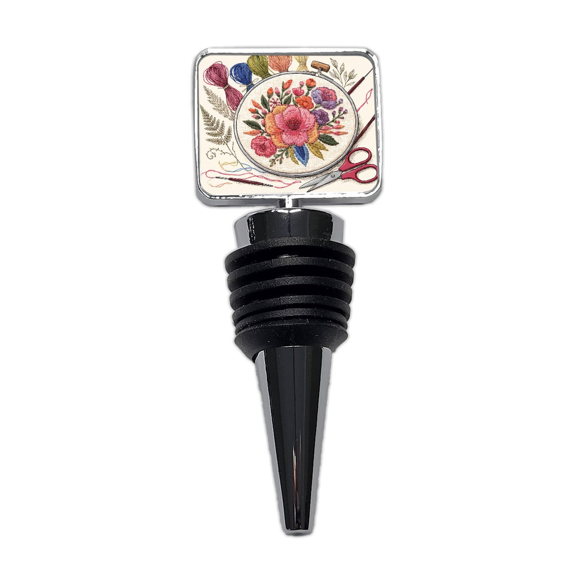 Embroidery Floral Hoop Wine Bottle Stopper