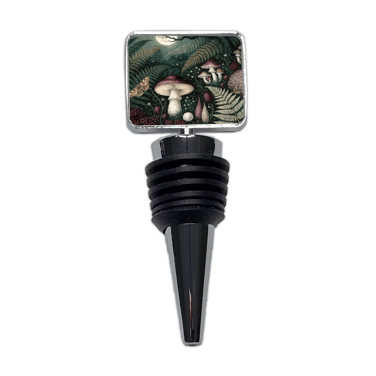 Enchanted Forest Floor Mushrooms Ferns Wine Bottle Stopper