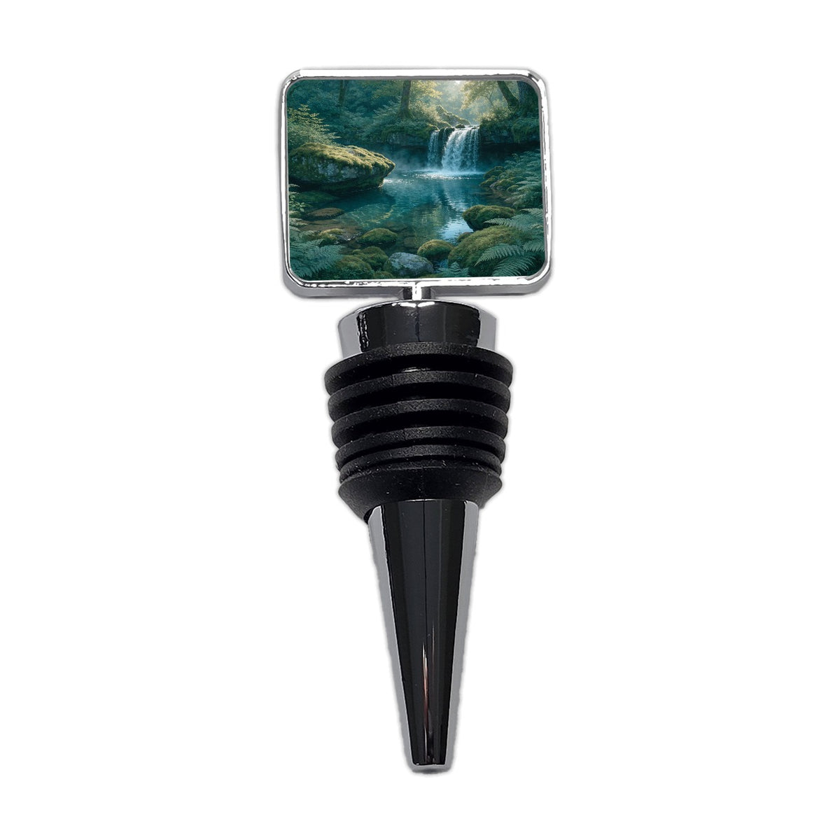 Forest Waterfall Landscape Wine Bottle Stopper