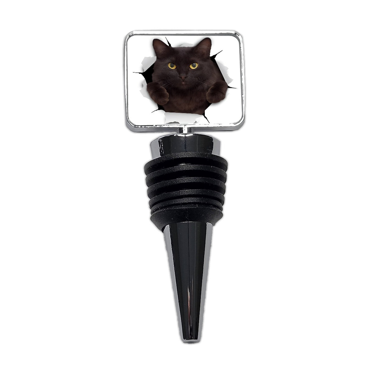 Gray Cat Breakout Wine Bottle Stopper