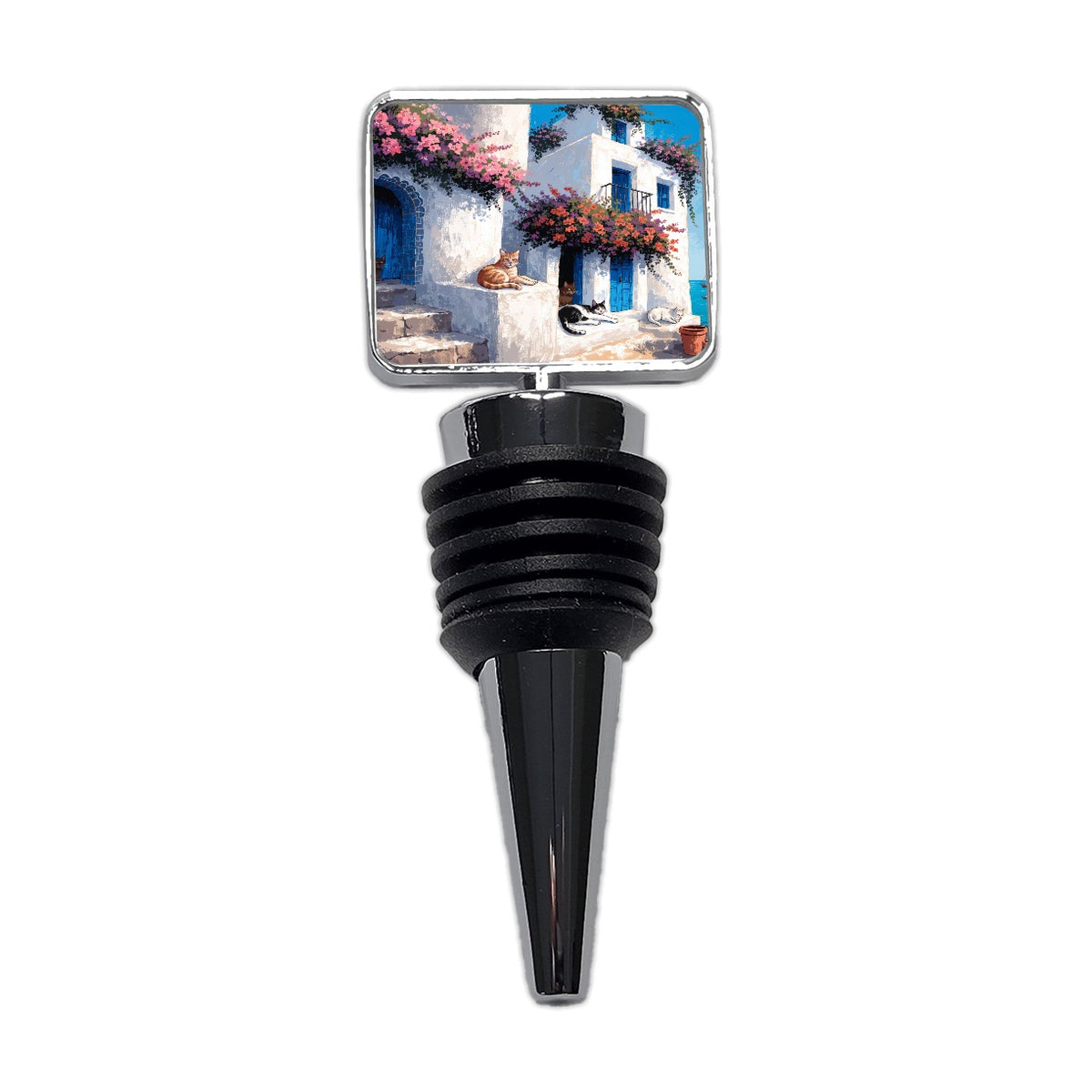 Greek Island Cats Wine Bottle Stopper