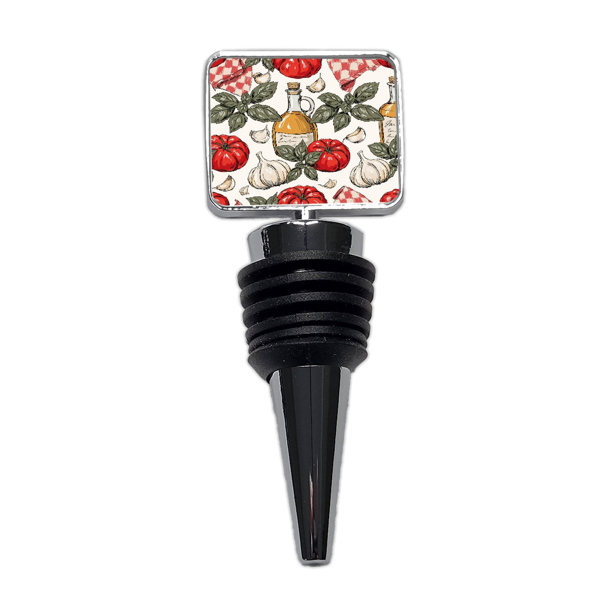 Heirloom Tomatoes Basil Garlic Wine Bottle Stopper