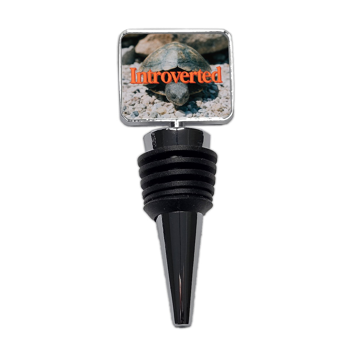 Introverted Shy Turtle Funny Wine Bottle Stopper