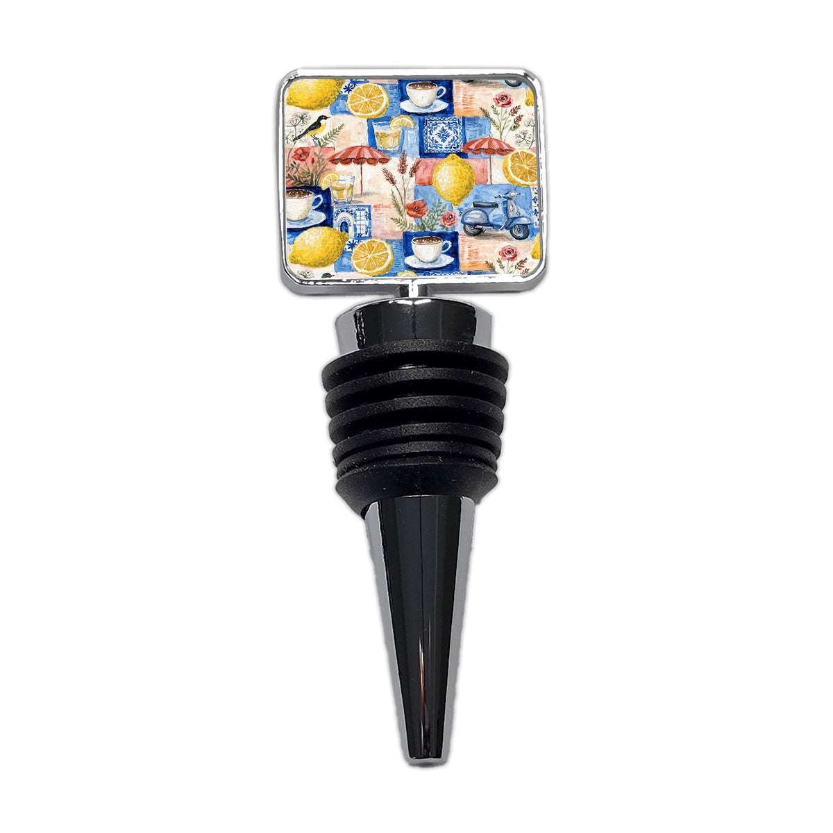 Italian Mediterranean Summer Lemons Wine Bottle Stopper