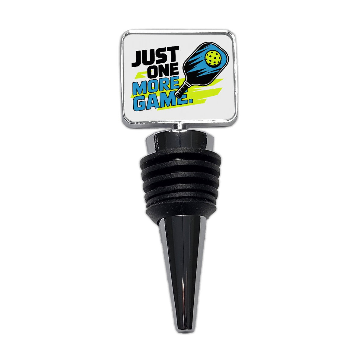 Just One More Game Sporty Pickleball Wine Bottle Stopper