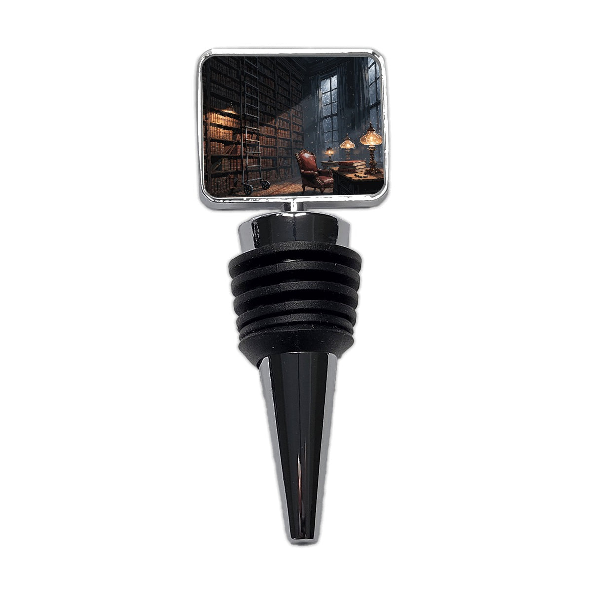 Library at Night Wine Bottle Stopper