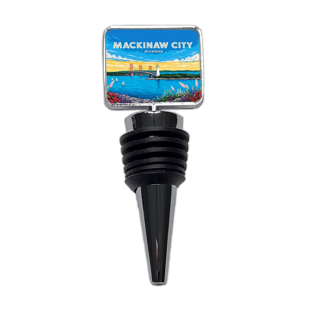 Mackinaw City Michigan Travel Wine Bottle Stopper