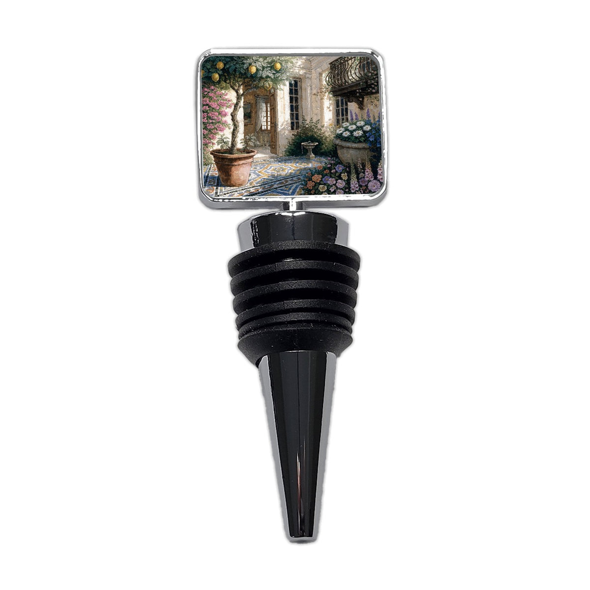 Mediterranean Courtyard Garden Wine Bottle Stopper