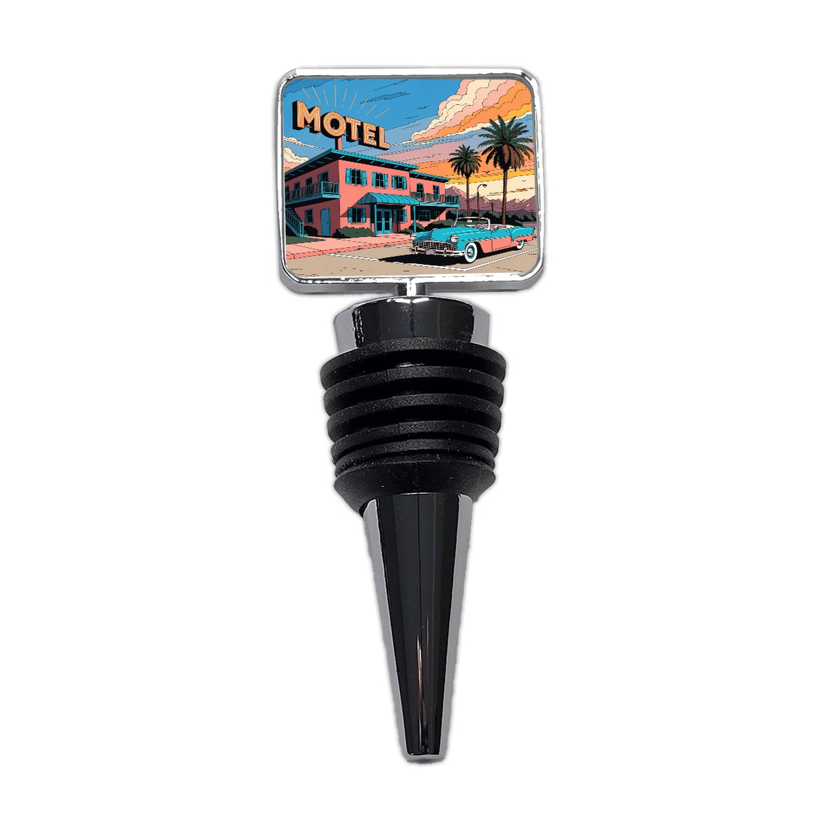 Mid Century Roadside Motel Wine Bottle Stopper