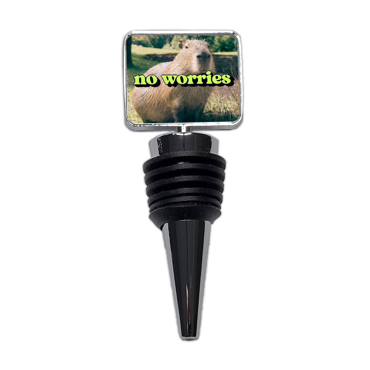No Worries Capybara Funny Wine Bottle Stopper