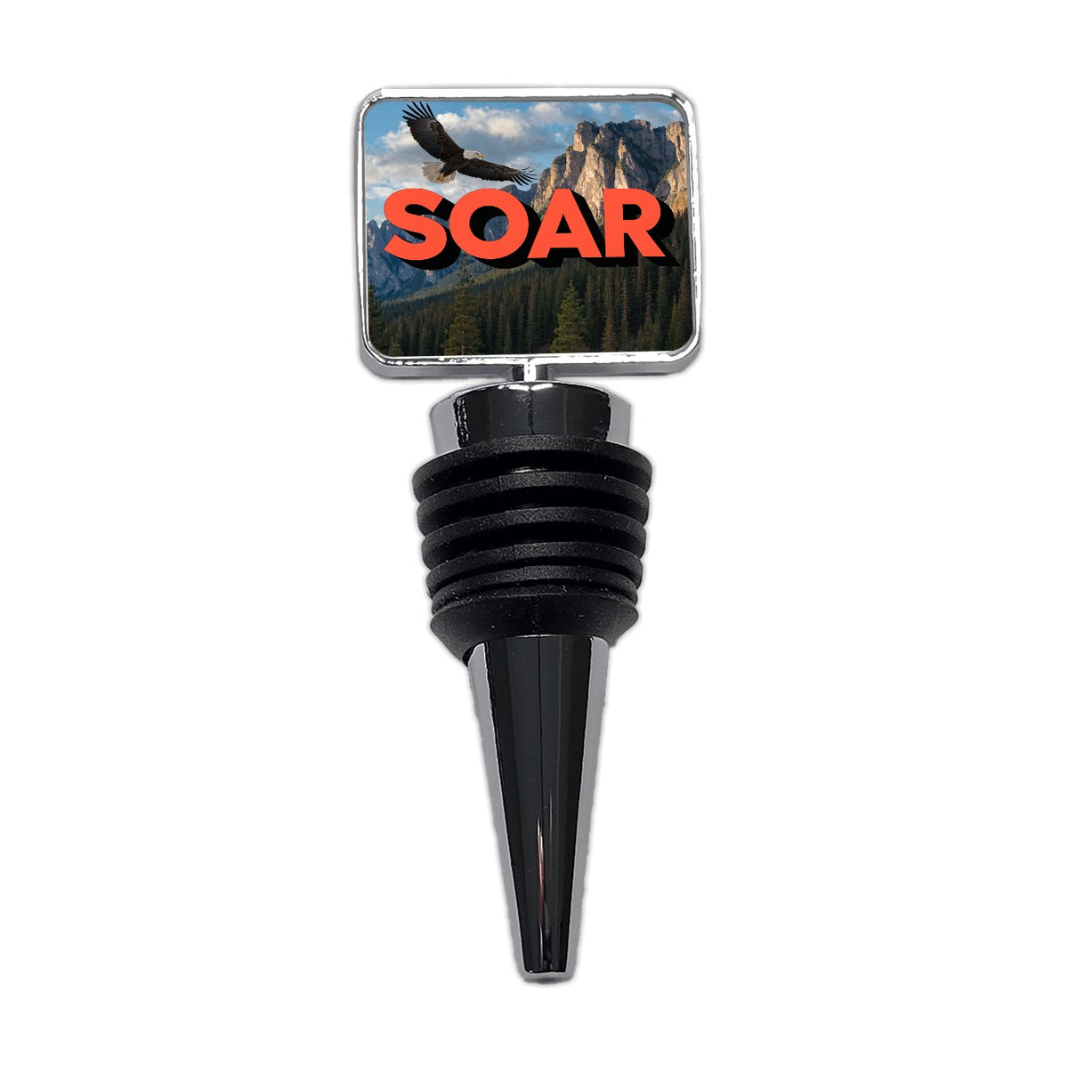 Soar Inspirational Bald Eagle Mountain Wine Bottle Stopper
