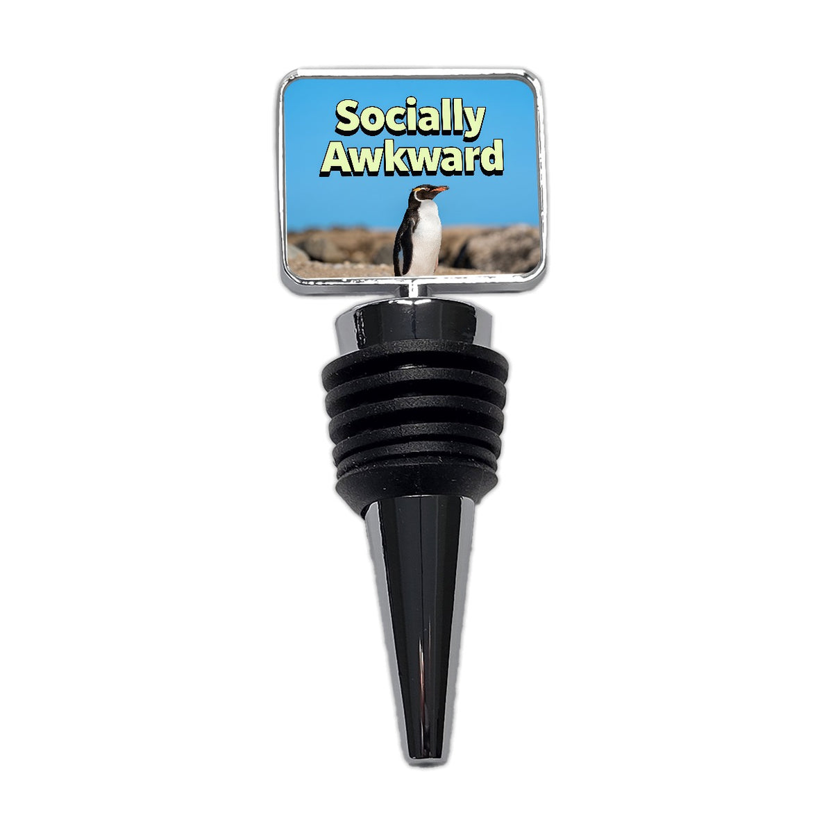 Socially Awkward Penguin Funny Wine Bottle Stopper