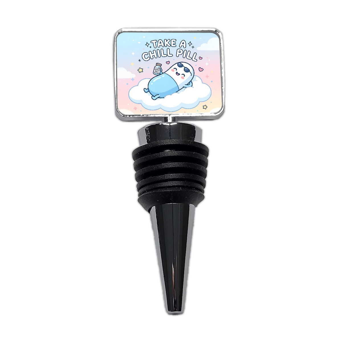 Take Chill Pill Cloud Funny Wine Bottle Stopper
