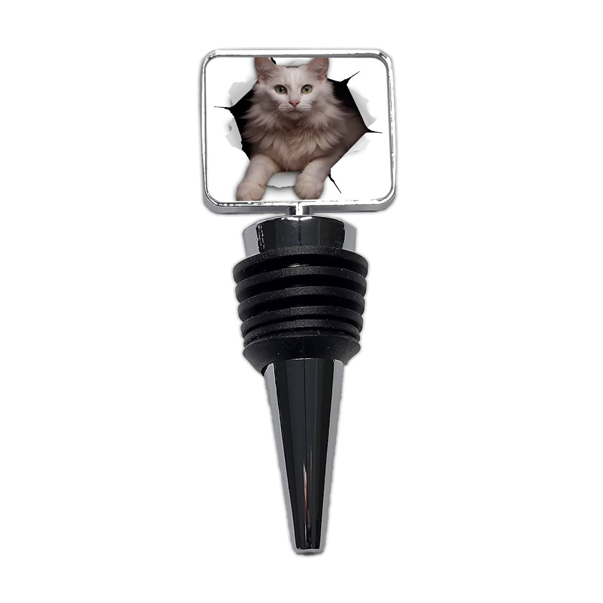 Turkish Angora Cat Breakout Wine Bottle Stopper