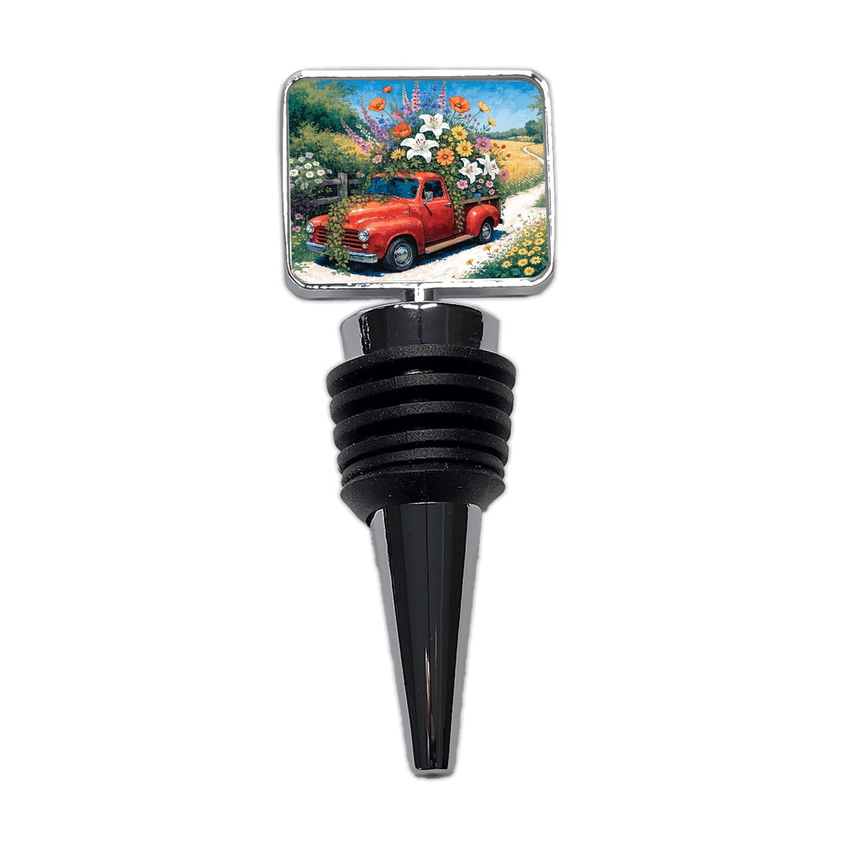 Vintage Flower Truck Wine Bottle Stopper