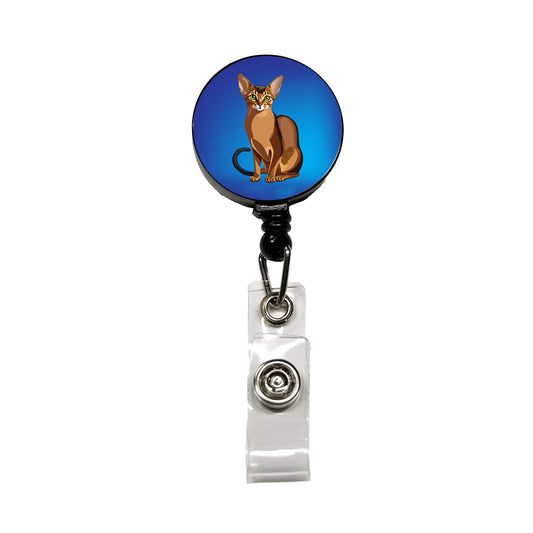 Abyssinian Cat Sitting Retractable ID Key Card Name Tag Badge Holder with Clip