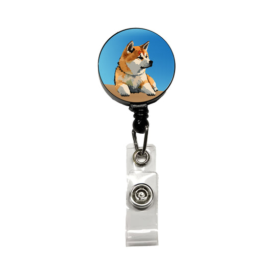 Akita Dog Watercolor Retractable ID Key Card Name Tag Badge Holder with Clip