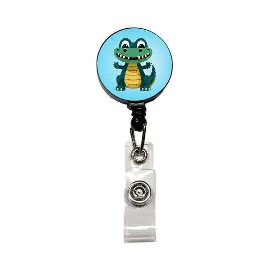 Alligator Crocodile Happy Retractable ID Key Card Name Tag Badge Holder with Clip