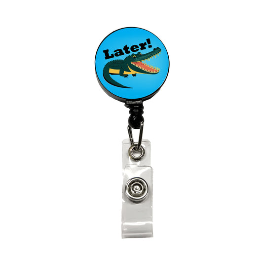 Alligator Later Gator Funny Retractable ID Key Card Name Tag Badge Holder with Clip