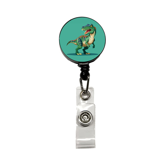 Allosaurus Dinosaur Retractable ID Key Card Name Tag Badge Holder with Clip
