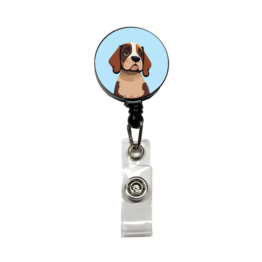 American English Coonhound Dog Retractable ID Key Card Name Tag Badge Holder with Clip