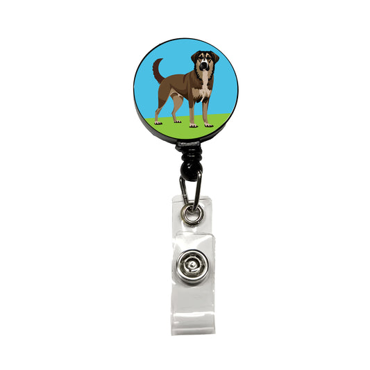 Anatolian Shepherd Dog Standing Retractable ID Key Card Name Tag Badge Holder with Clip