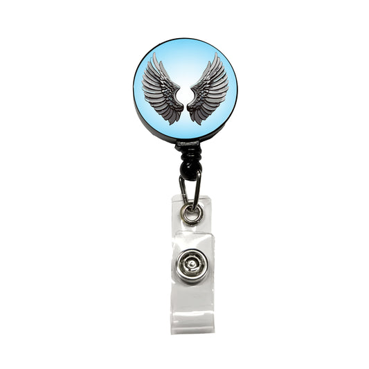 Angel Wings Pair Retractable ID Key Card Name Tag Badge Holder with Clip