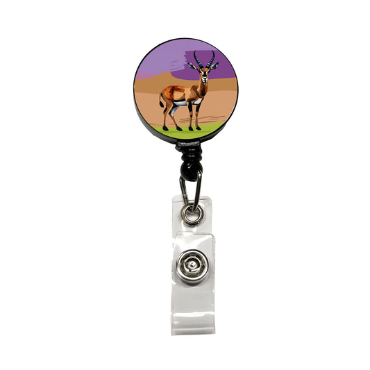 Antelope Buck Watercolor Retractable ID Key Card Name Tag Badge Holder with Clip