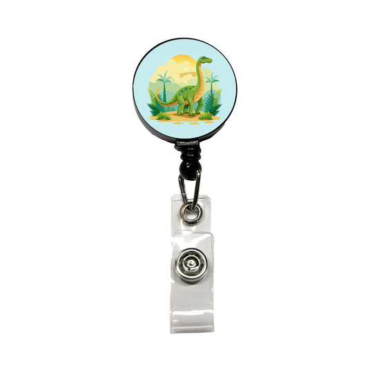 Apatosaurus Dinosaur Retractable ID Key Card Name Tag Badge Holder with Clip