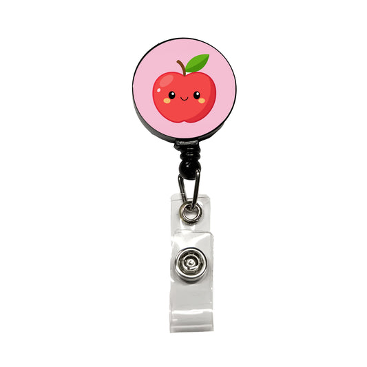 Apple Cute Happy Fruit Teacher Retractable ID Key Card Name Tag Badge Holder with Clip