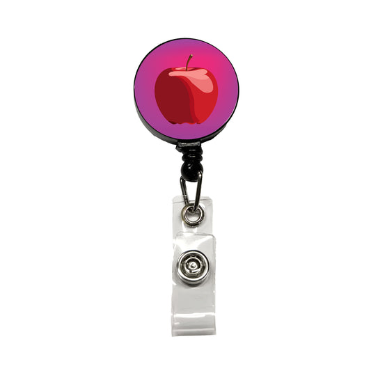 Apple Red Fruit Retractable ID Key Card Name Tag Badge Holder with Clip