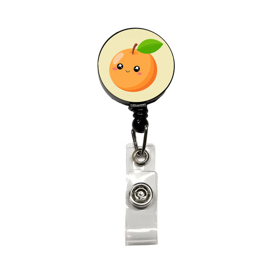 Apricot Cute Happy Fruit Retractable ID Key Card Name Tag Badge Holder with Clip