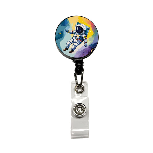 Astronaut Floating in Space Astronomy Retractable ID Key Card Name Tag Badge Holder with Clip