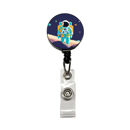 Astronaut in Outer Space Planets Science Fiction Retractable ID Key Card Name Tag Badge Holder with Clip