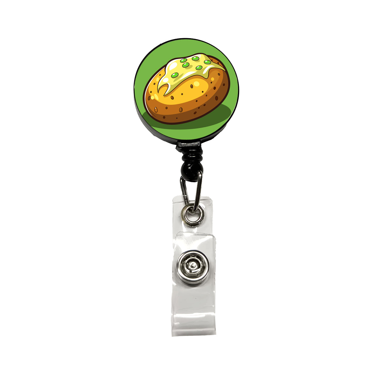 Baked Potato with Butter Retractable ID Key Card Name Tag Badge Holder with Clip