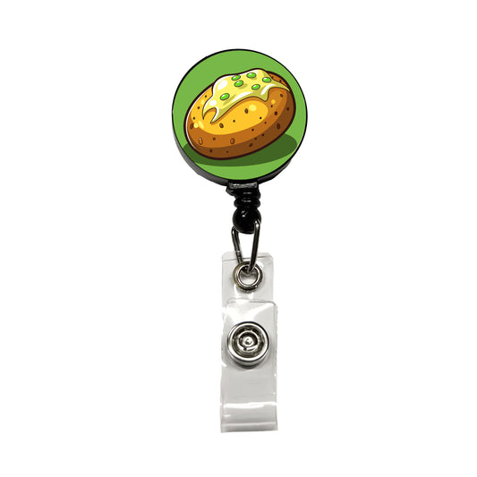 Baked Potato with Butter Retractable ID Key Card Name Tag Badge Holder with Clip