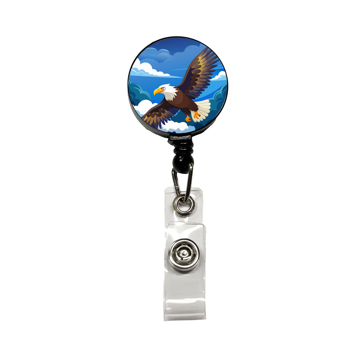 Bald Eagle Flying Retractable ID Key Card Name Tag Badge Holder with Clip