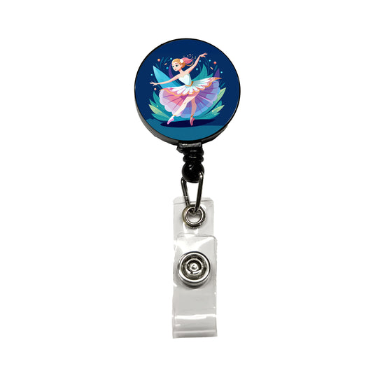 Ballerina Ballet Dancer Cute Retractable ID Key Card Name Tag Badge Holder with Clip