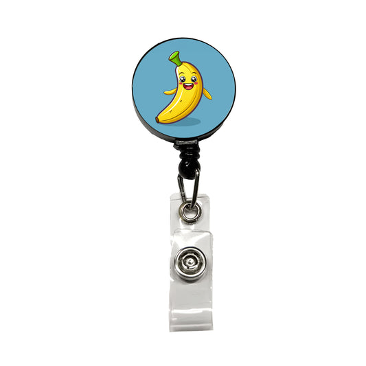 Banana Happy Fruit Retractable ID Key Card Name Tag Badge Holder with Clip