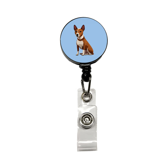 Basenji Dog Sitting Retractable ID Key Card Name Tag Badge Holder with Clip