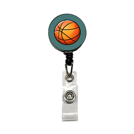 Basketball Ball Sport Retractable ID Key Card Name Tag Badge Holder with Clip