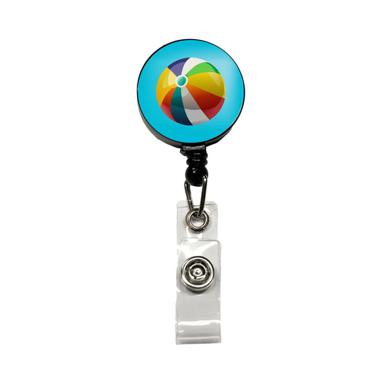 Beach Ball Colorful Retractable ID Key Card Name Tag Badge Holder with Clip