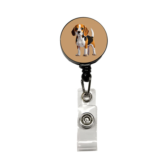 Beagle Dog Standing Retractable ID Key Card Name Tag Badge Holder with Clip