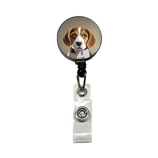 Beagle Dog Staring Retractable ID Key Card Name Tag Badge Holder with Clip