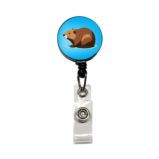 Beaver Cute Profile Retractable ID Key Card Name Tag Badge Holder with Clip