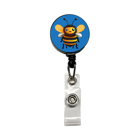 Bee Happy Smiling Retractable ID Key Card Name Tag Badge Holder with Clip
