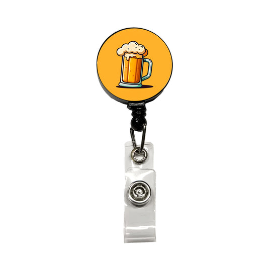 Beer Glass Foaming Stein Retractable ID Key Card Name Tag Badge Holder with Clip