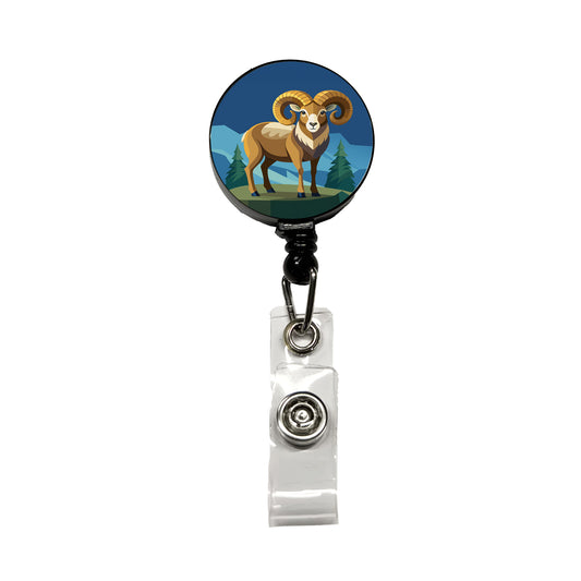 Bighorn Sheep Retractable ID Key Card Name Tag Badge Holder with Clip