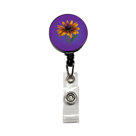 Black Eyed Susan Flower Yellow Watercolor Retractable ID Key Card Name Tag Badge Holder with Clip