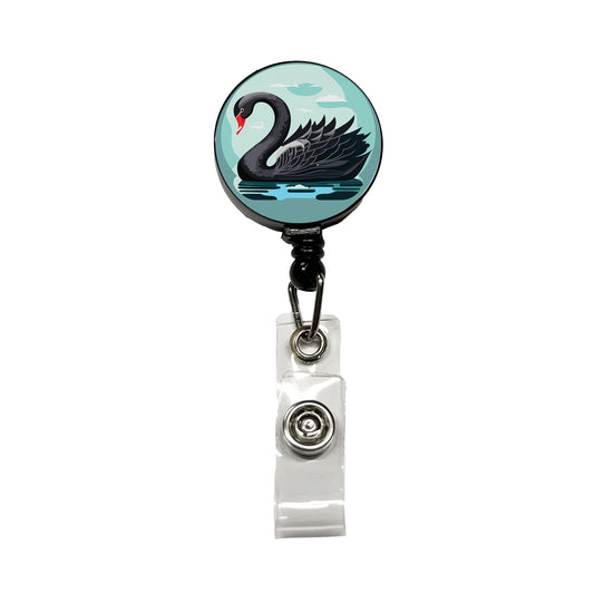 Black Swan Swimming Retractable ID Key Card Name Tag Badge Holder with Clip